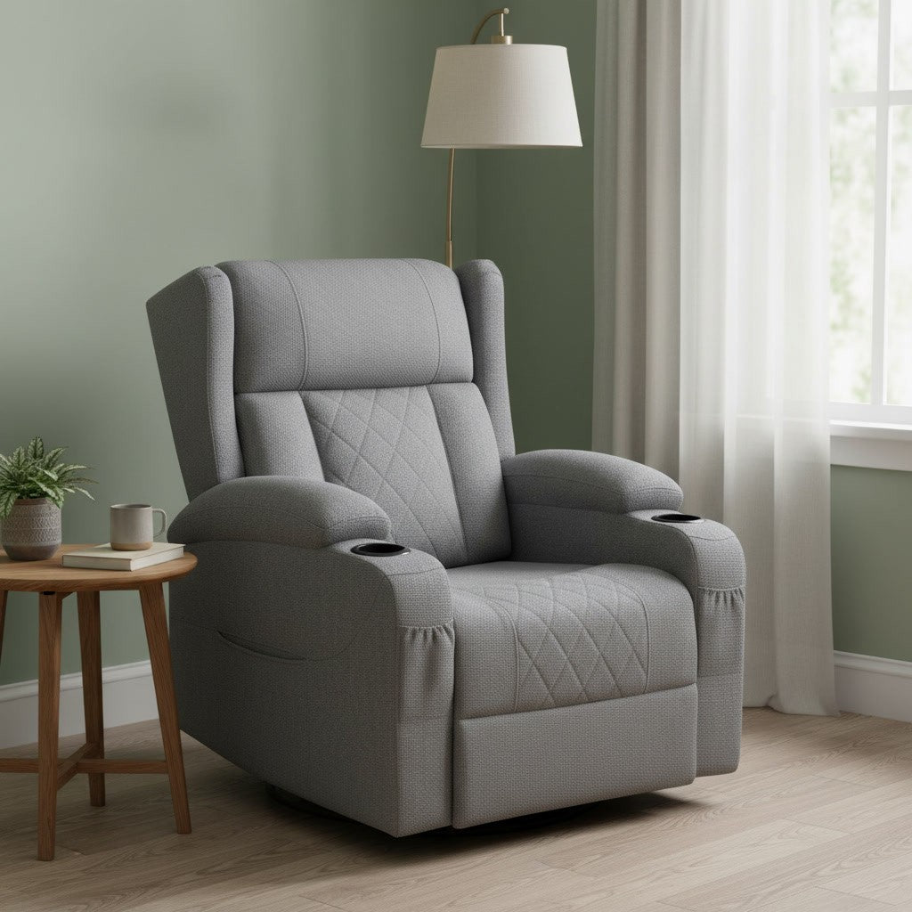 Fauteuil Relax Pivotant 360° avec Porte-Gobelet dans un coin lecture de chambre
