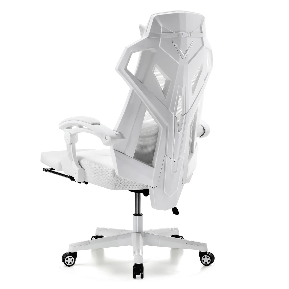 Chaise Ergonomique avec Repose-Pied en Maille – coloris blanc