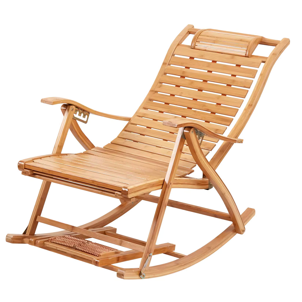 Chaise à Bascule en Bambou Inclinable et Réglable - Marron | Maison Belvard