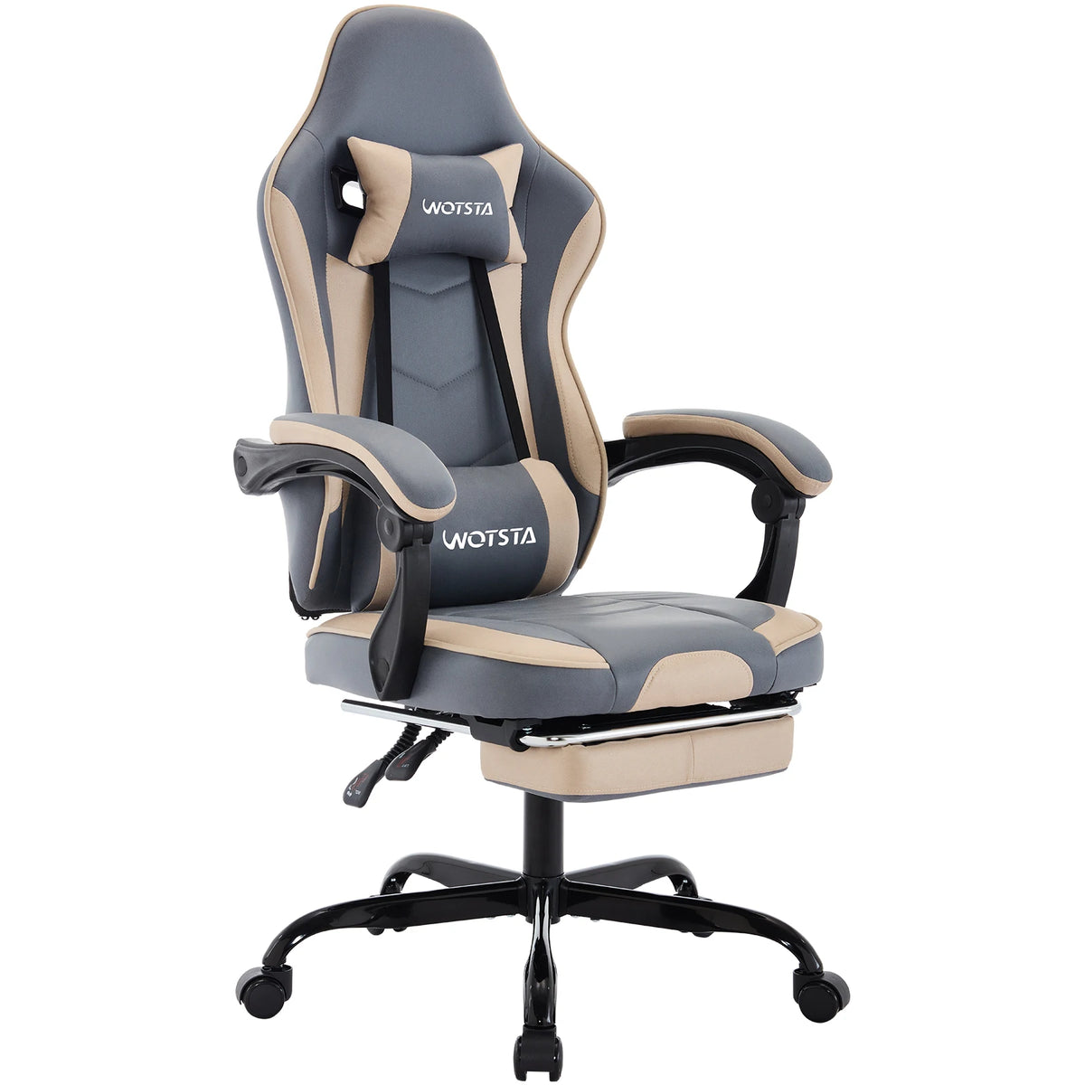 Fauteuil de Bureau Repose-Pied Dossier Inclinable – coloris bleu et beige