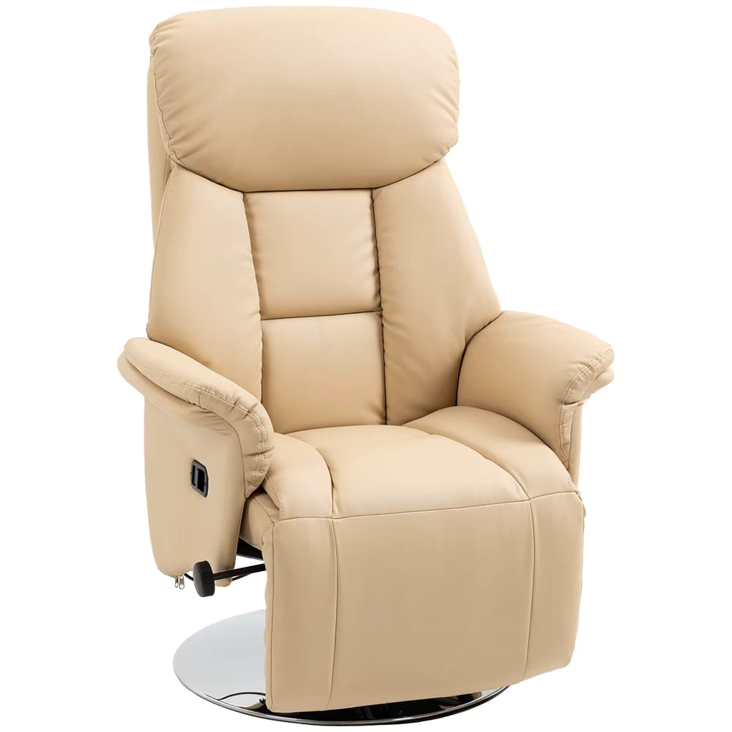 Fauteuil Relax Inclinable et Pivotant 360° en Cuir Synthétique - Beige | Maison Belvard