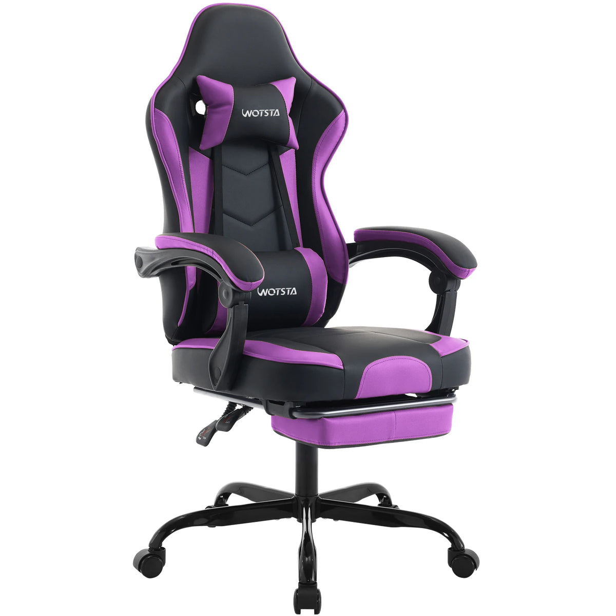 Fauteuil de Bureau Repose-Pied Dossier Inclinable – coloris noir et violet