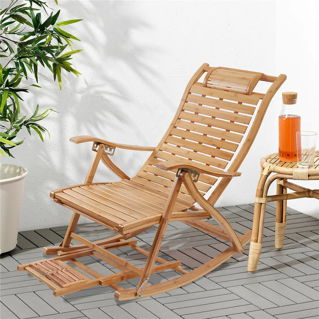 Fauteuil à Bascule Inclinable en Bambou – vue détaillée 3