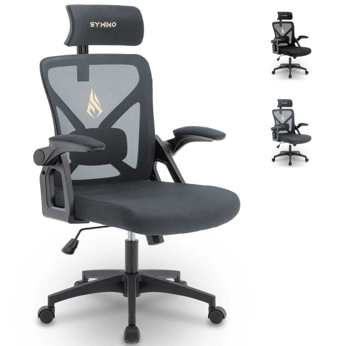Chaise Ergonomique pour le Dos avec Appui-Tête – coloris gris foncé