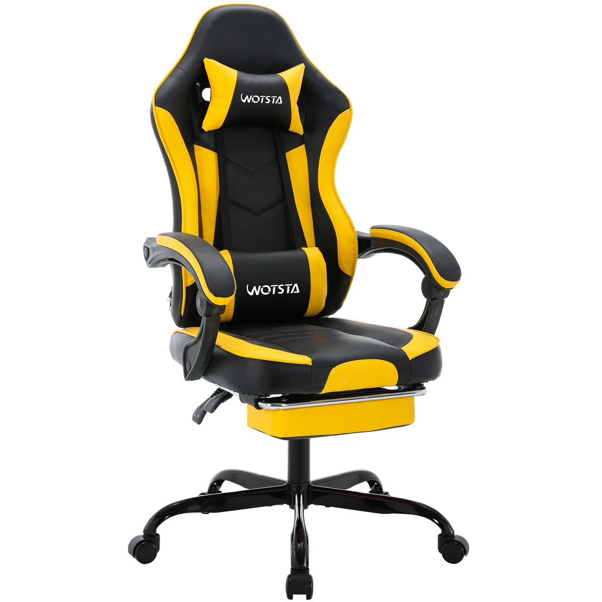 Fauteuil de Bureau Repose-Pied Dossier Inclinable – coloris noir et jaune