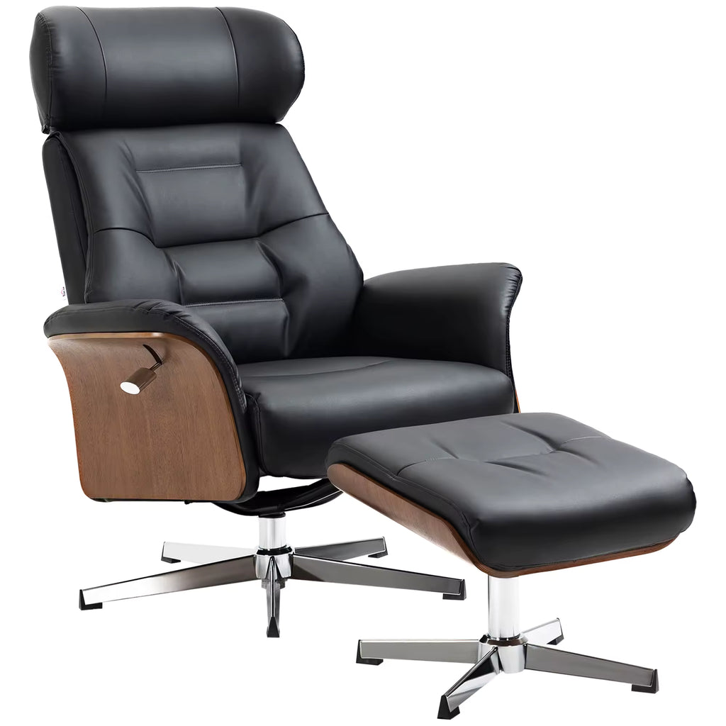 Fauteuil Relax avec Repose-Pieds et Têtière Réglable - Noir | Maison Belvard