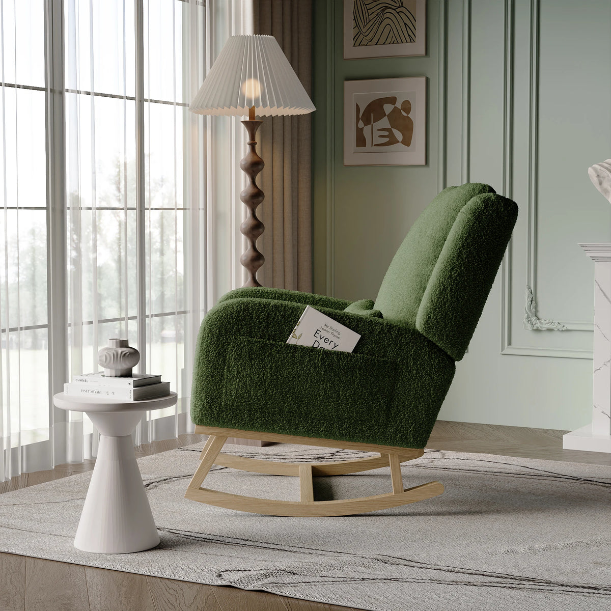 Fauteuil à Bascule Moderne en Tissu Teddy – vue détaillée 3