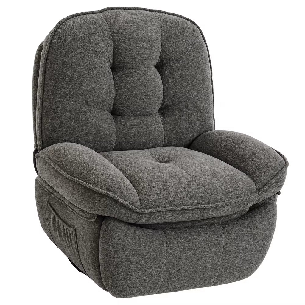 Fauteuil Relax Moderne en Chenille avec Assise Large et Dossier Inclinable - Gris | Maison Belvard