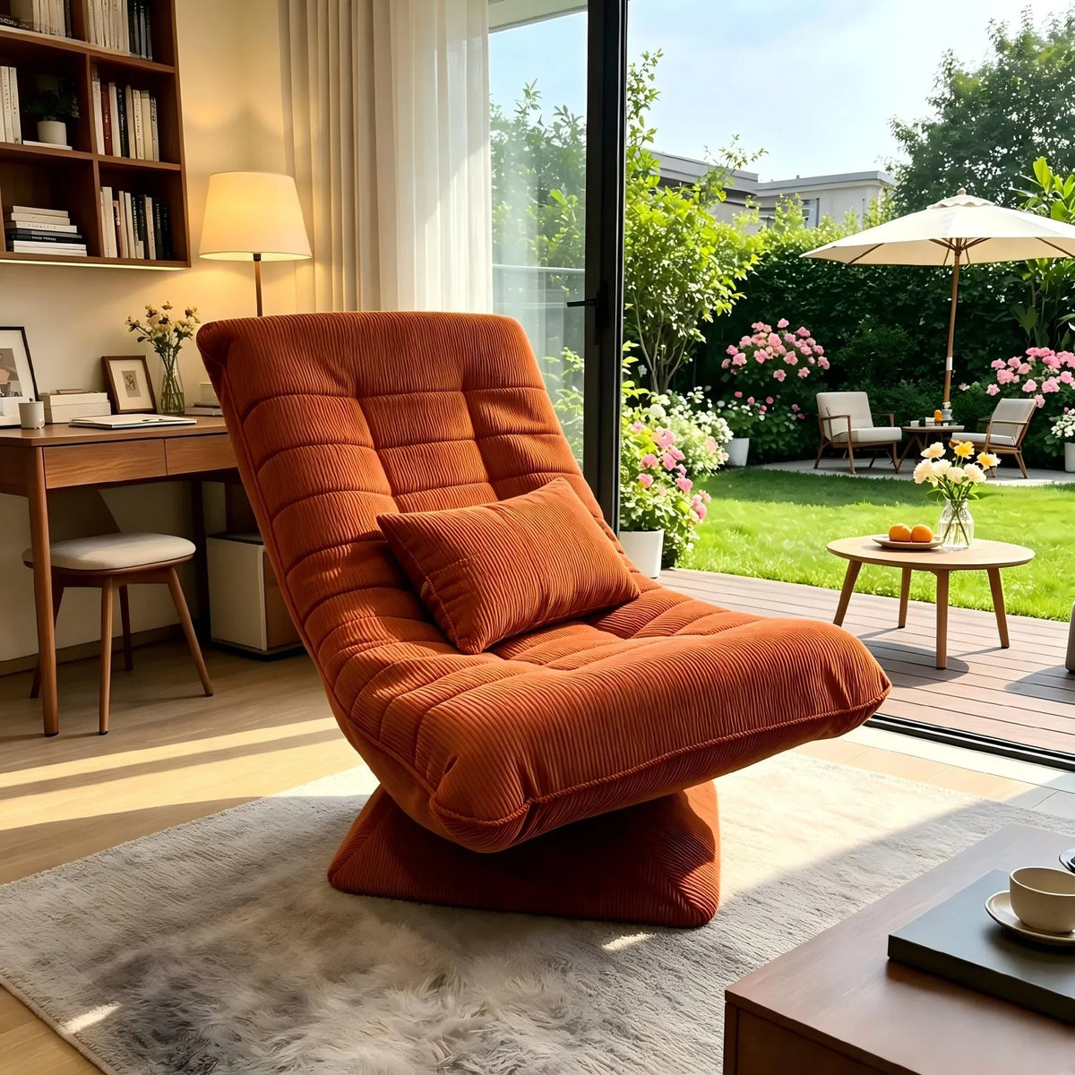 Fauteuil Relax Velours Côtelé Inclinable et Pivotant – vue détaillée 1