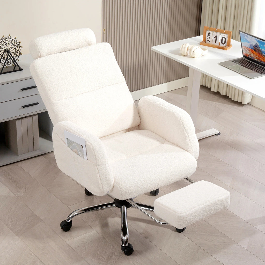 Chaise de Bureau Bouclette avec Repose-Pieds – vue détaillée 1
