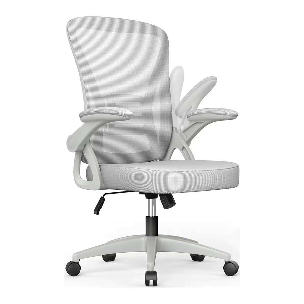 Chaise ergonomique à accoudoirs réglables, dossier en maille gris
