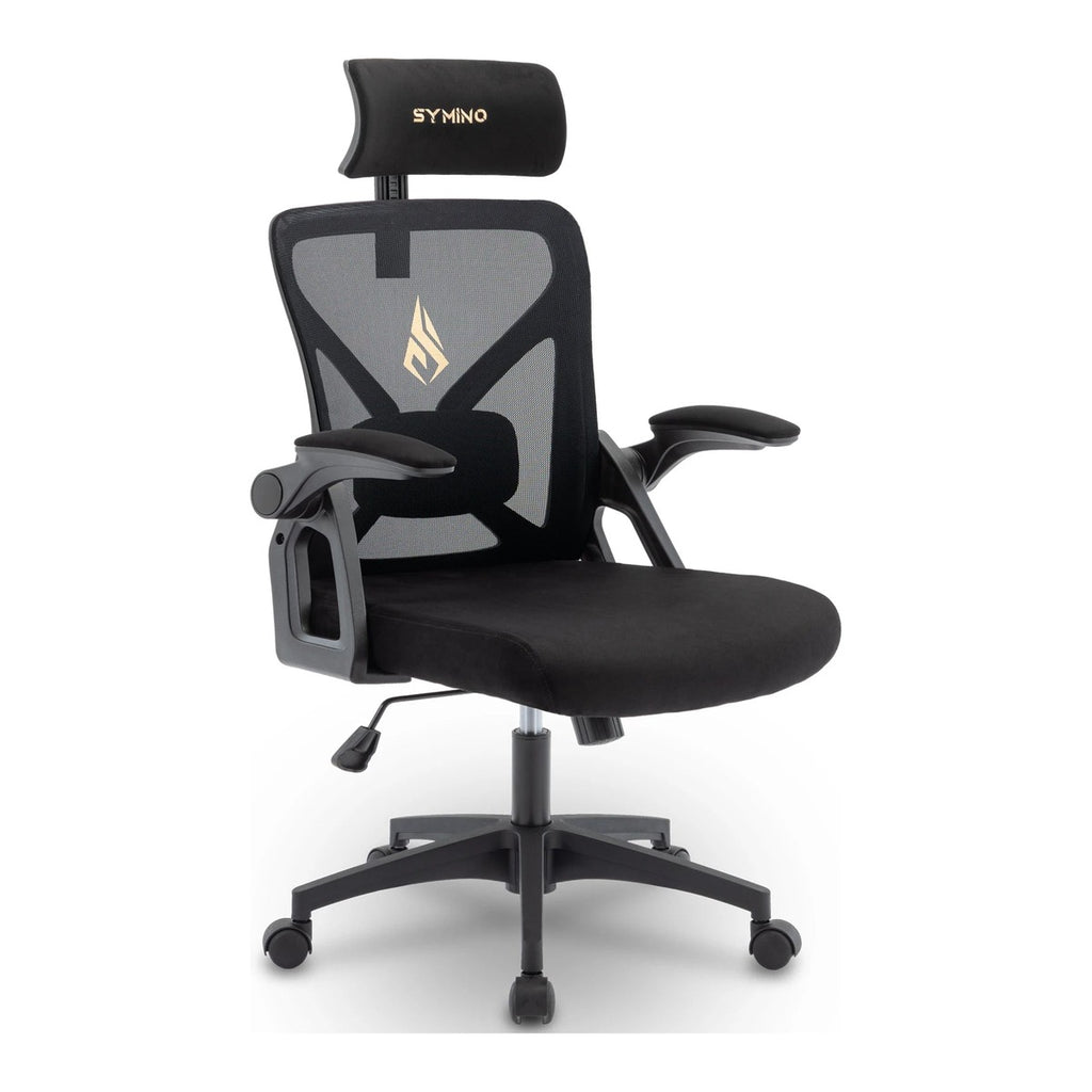 Chaise ergonomique pour le dos avec soutien lombaire et appui-tête, dossier en maille noir