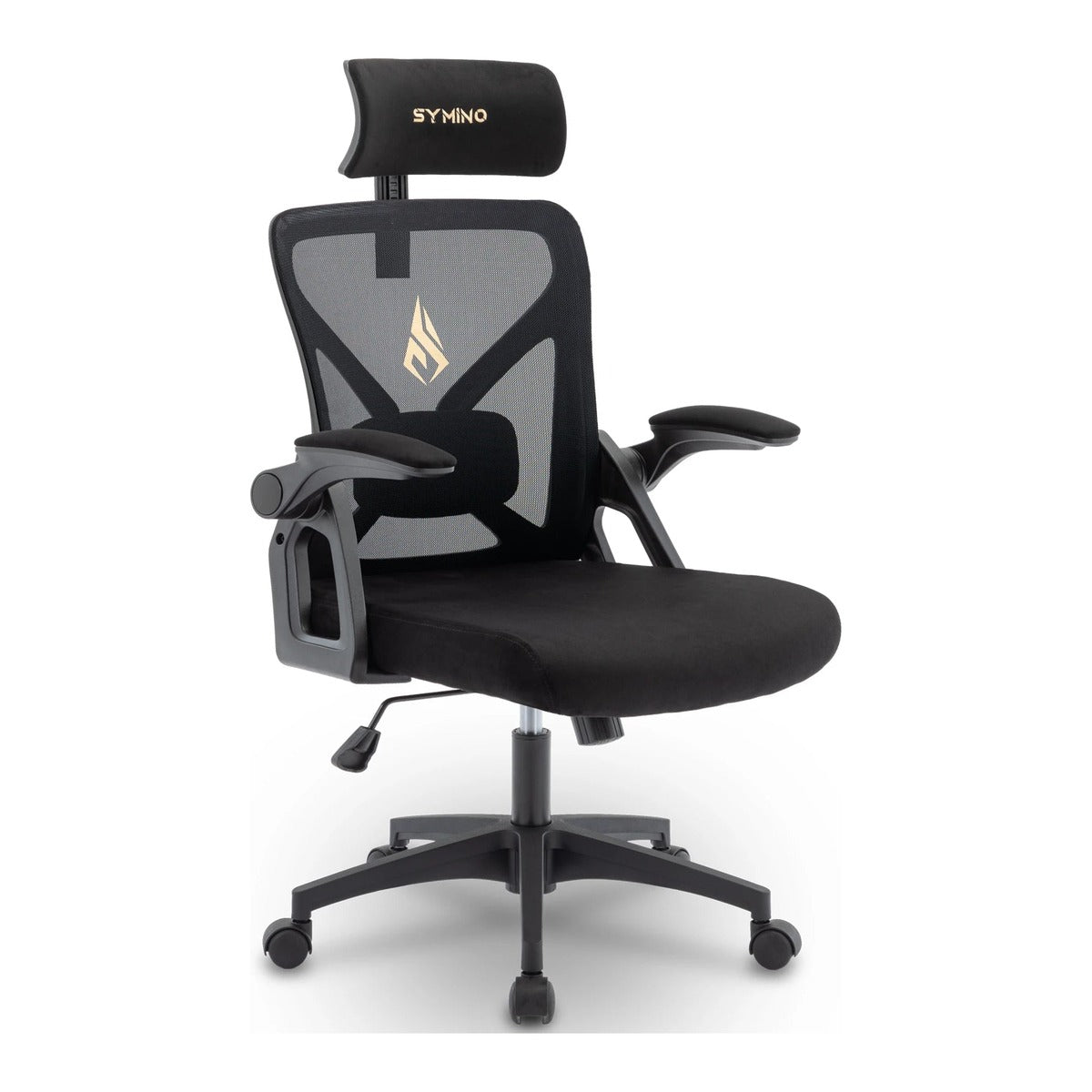 Chaise ergonomique pour le dos avec soutien lombaire et appui-tête, dossier en maille noir
