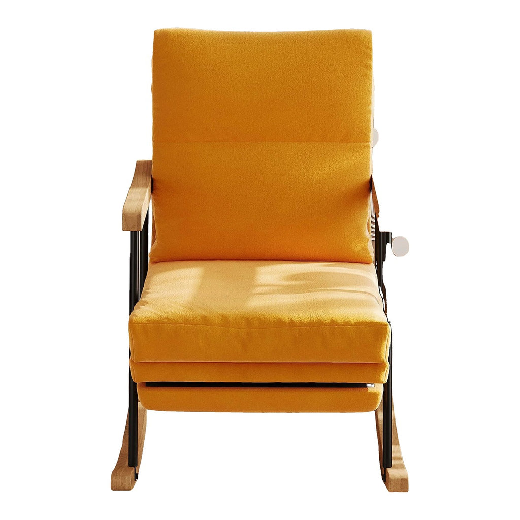 Fauteuil à bascule d’allaitement avec patins en bois, jaune