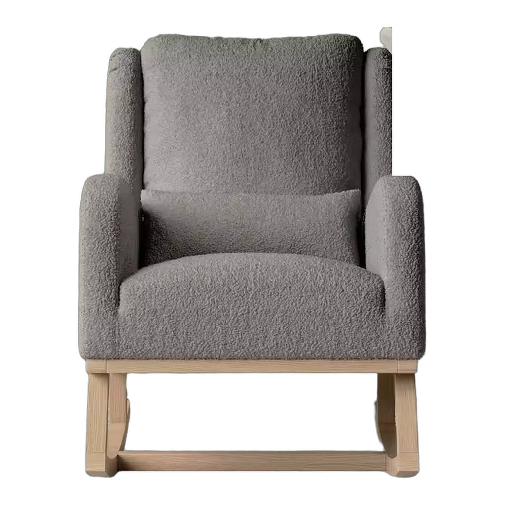 Fauteuil à bascule moderne en tissu teddy à dossier haut, gris