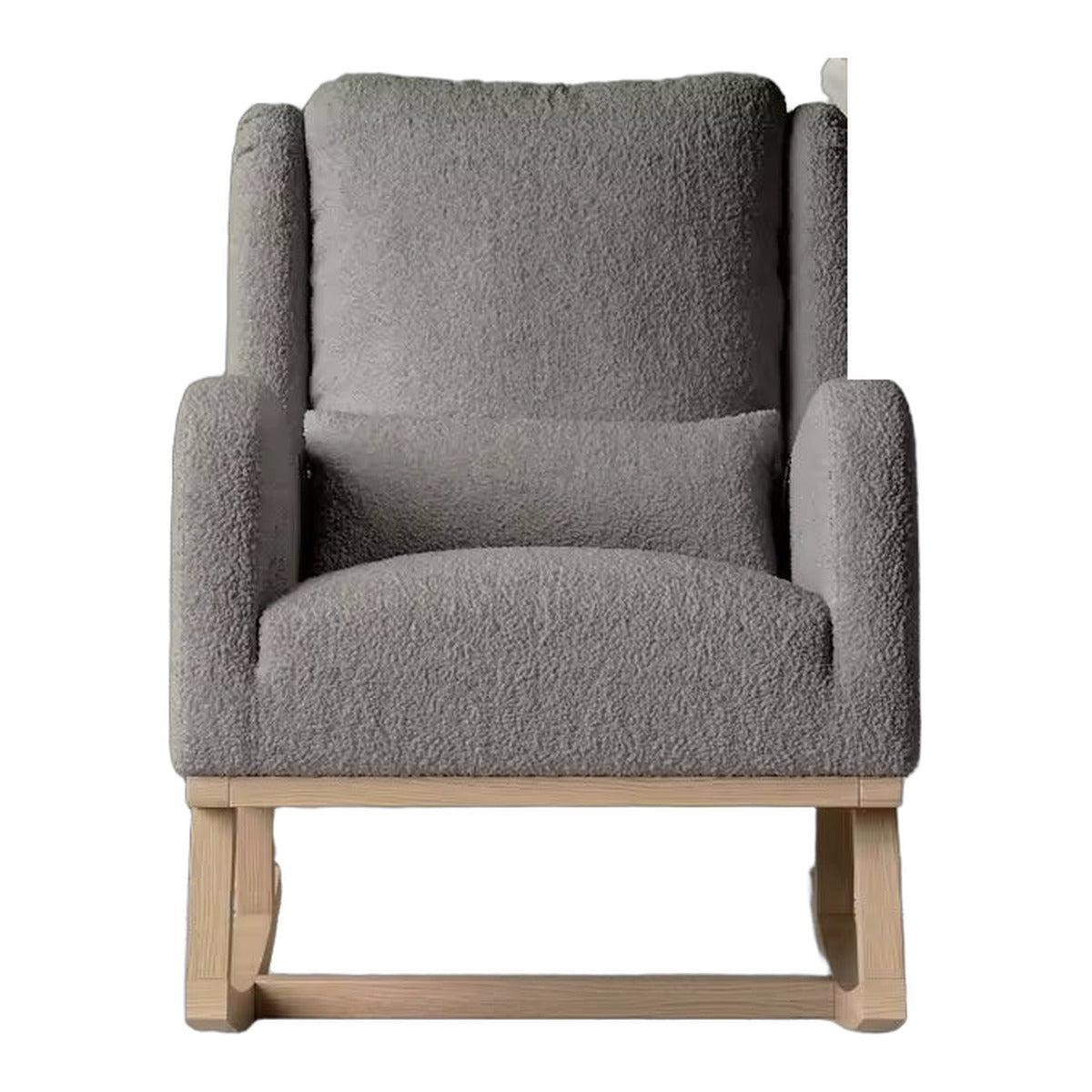 Fauteuil à bascule moderne en tissu teddy à dossier haut, gris