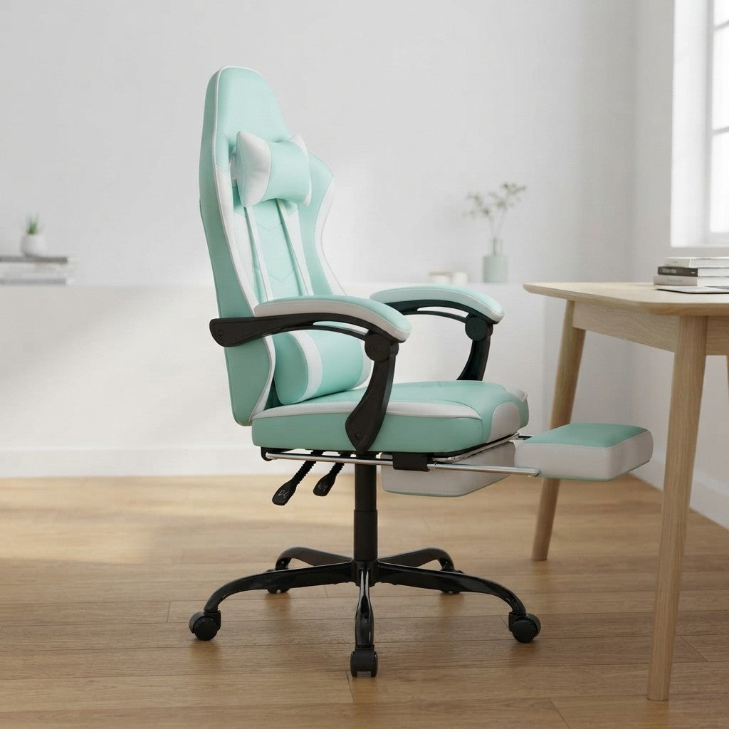 Fauteuil de Bureau Repose-Pied Dossier Inclinable vert dans un espace de travail moderne