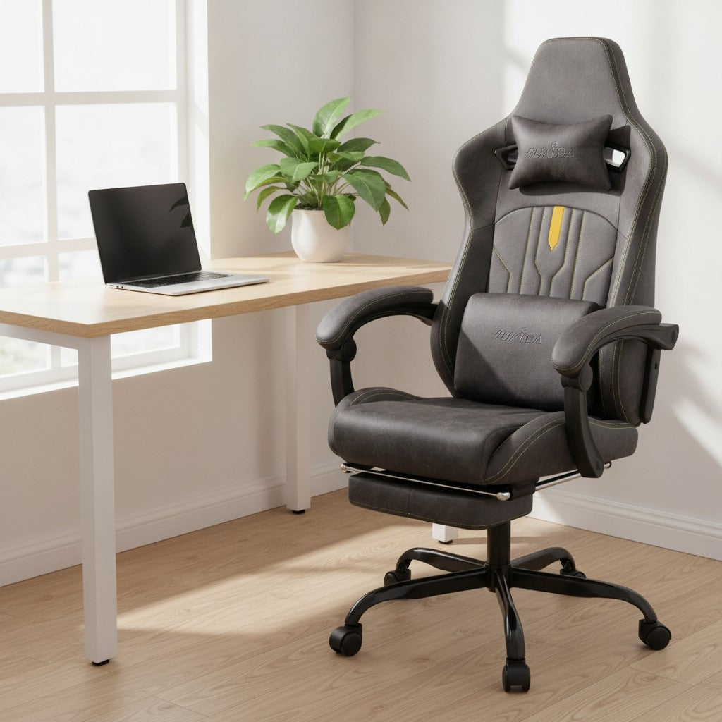Fauteuil Ergonomique avec Soutien Lombaire gris dans un coin bureau lumineux