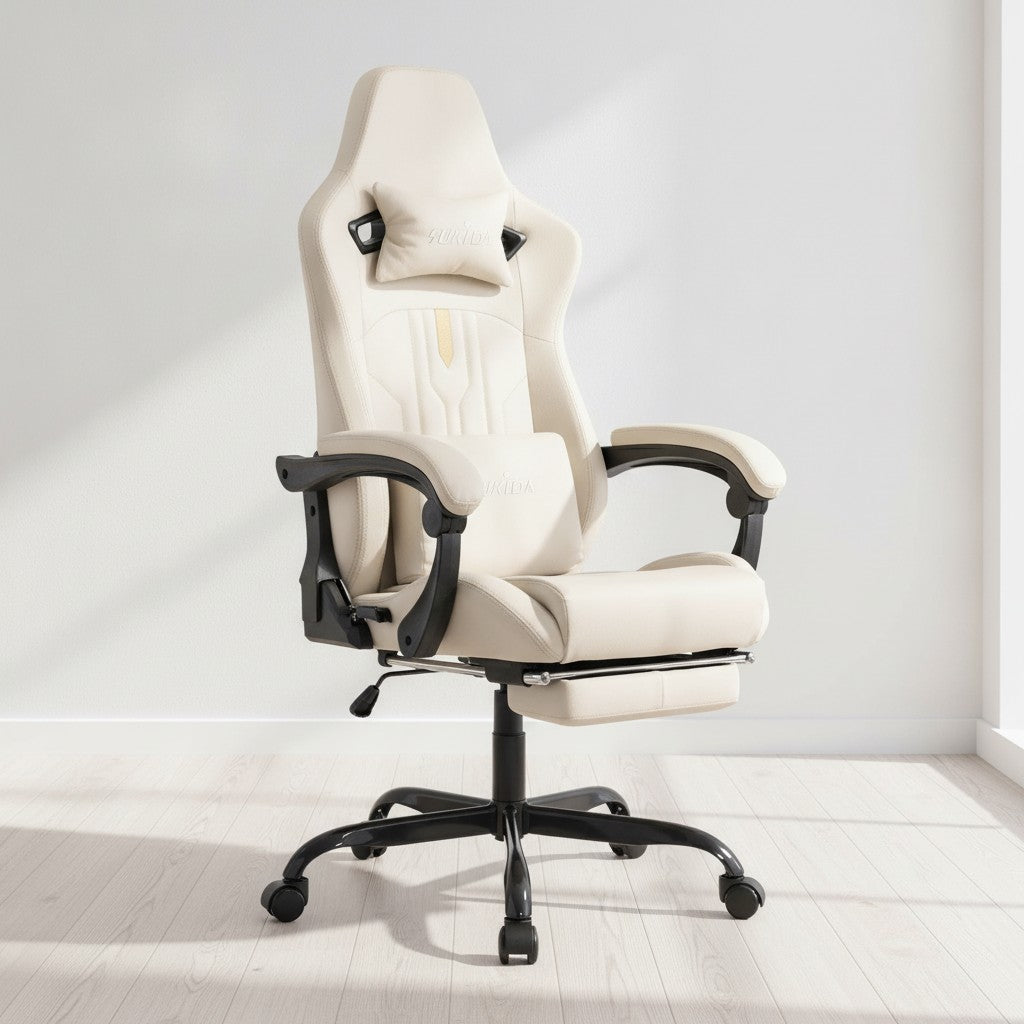 Fauteuil Ergonomique avec Soutien Lombaire beige dans un espace de travail moderne