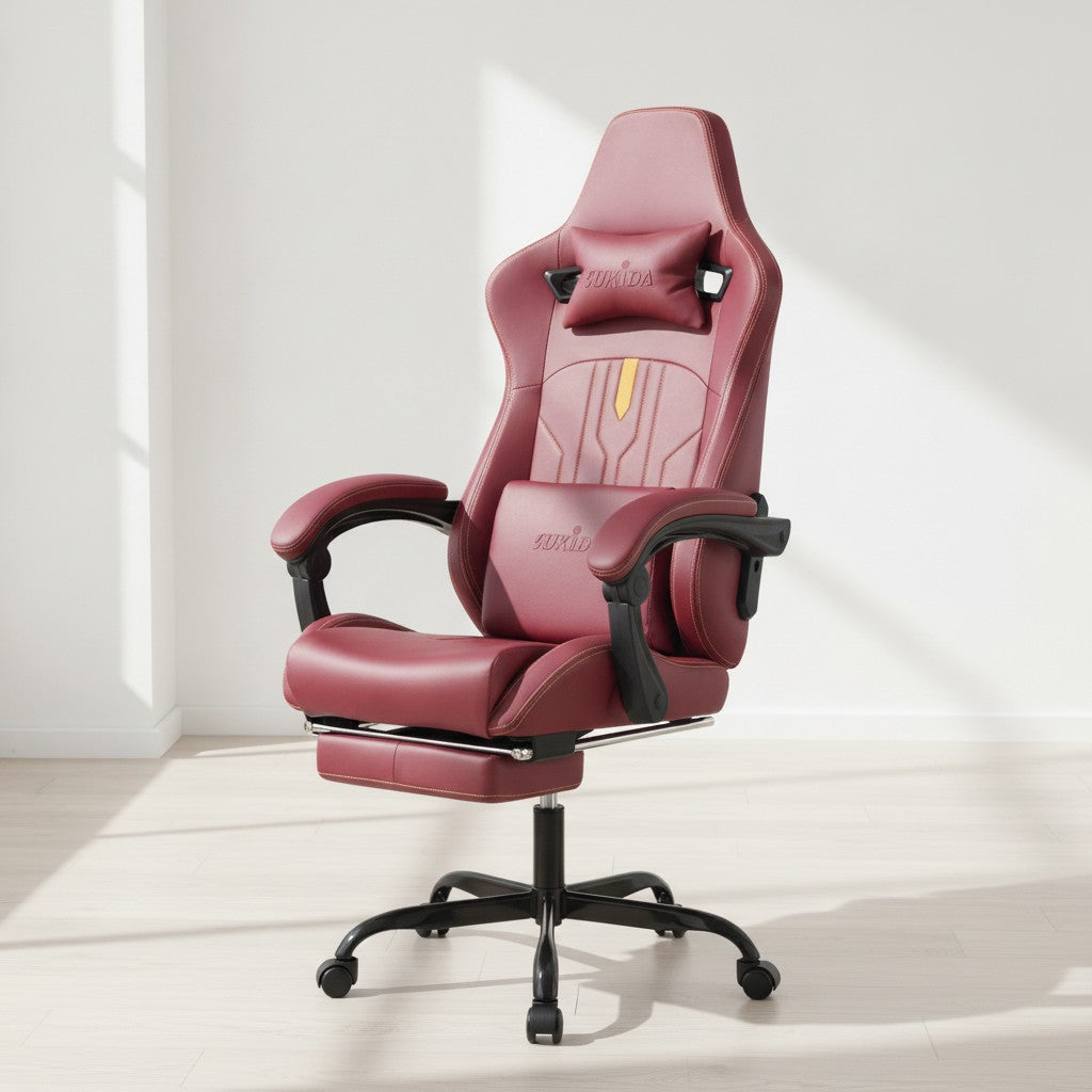 Fauteuil Ergonomique avec Soutien Lombaire bordeaux dans un espace de travail moderne