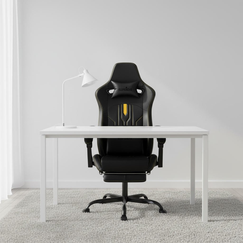 Fauteuil Ergonomique avec Soutien Lombaire noir dans un bureau scandinave épuré