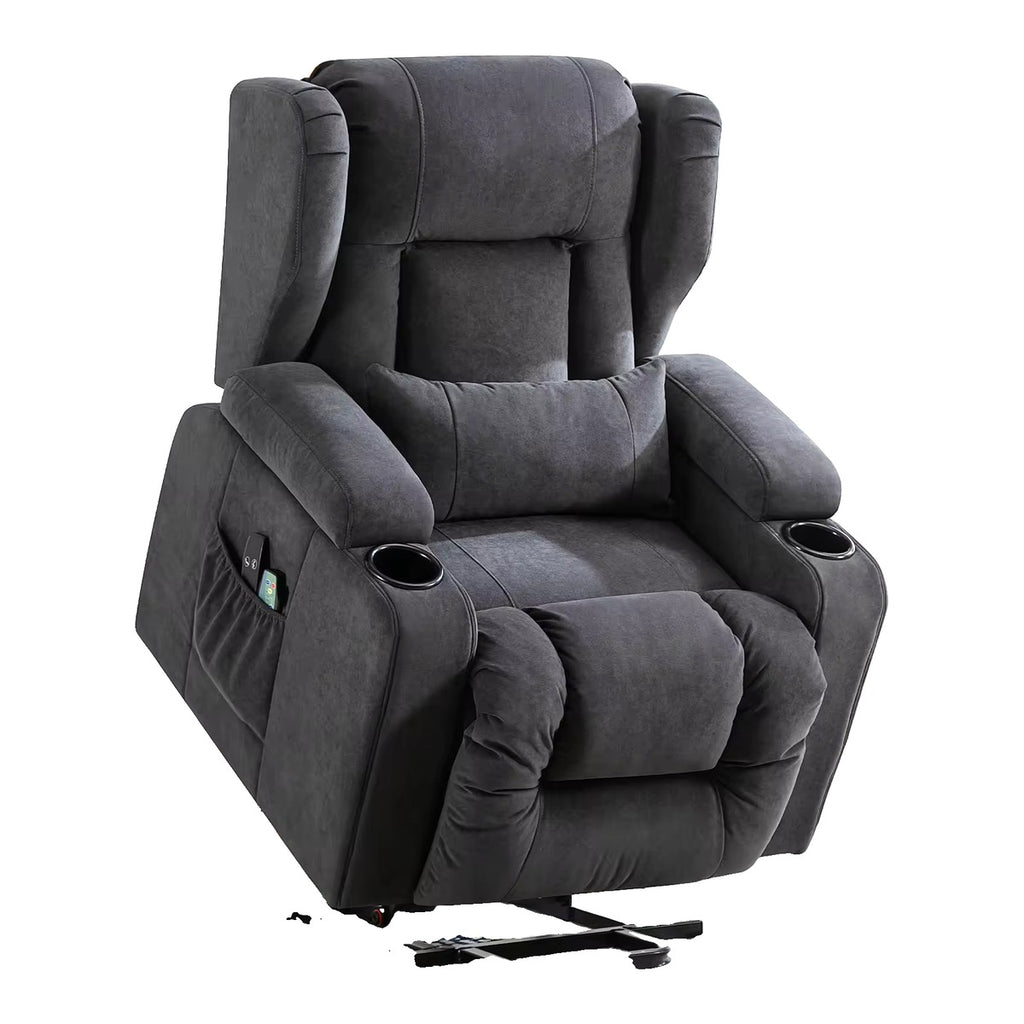 Fauteuil relaxation électrique releveur avec fonction massage, gris