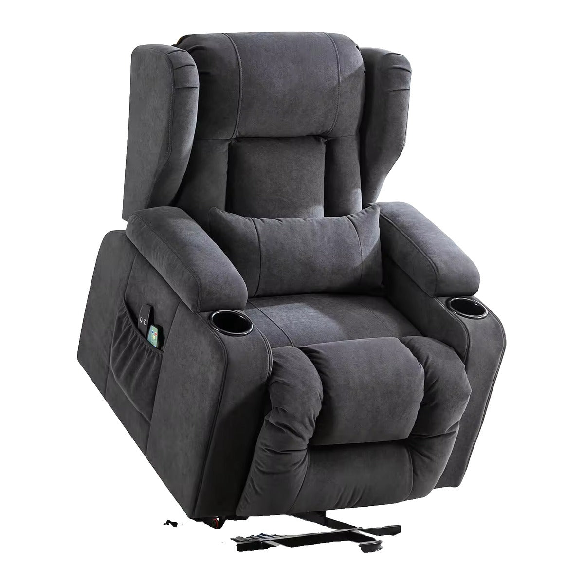 Fauteuil relaxation électrique releveur avec fonction massage, gris