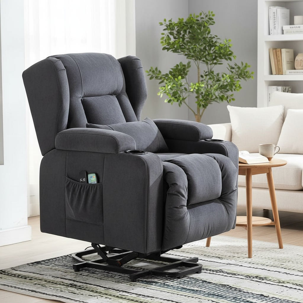 Fauteuil Relaxation Électrique Releveur avec Massage dans un salon avec table d'appoint