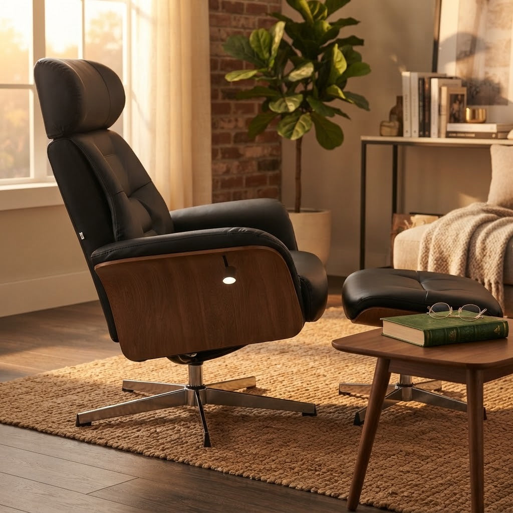 Fauteuil Relax Inclinable avec Têtière Réglable dans un salon avec table d'appoint