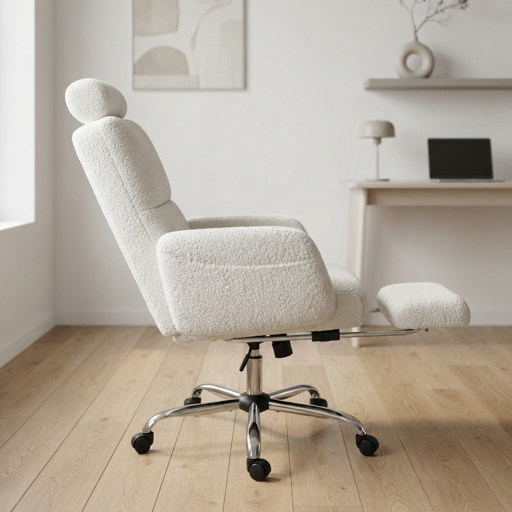 Chaise de Bureau Bouclette avec Repose-Pieds dans un espace de travail moderne