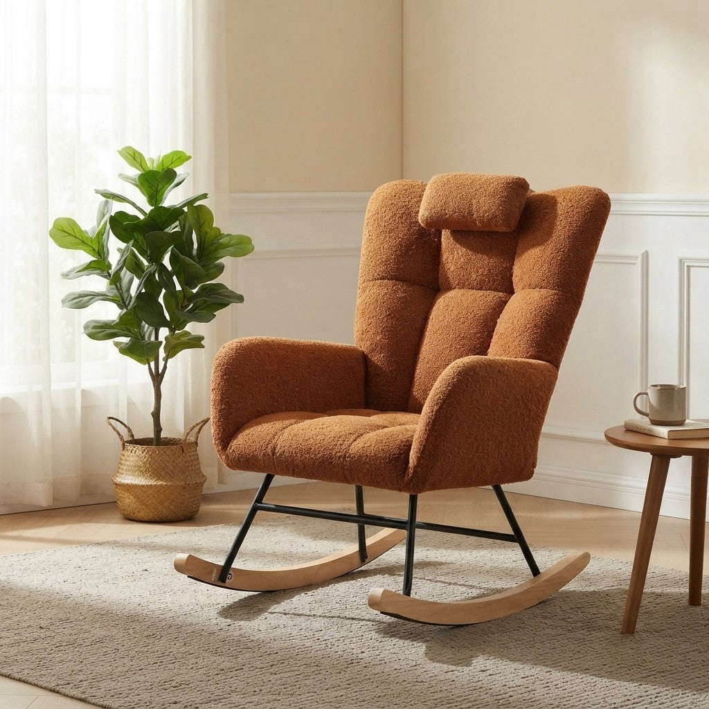 Fauteuil à Bascule Dossier Haut avec Poches près d'une fenêtre
