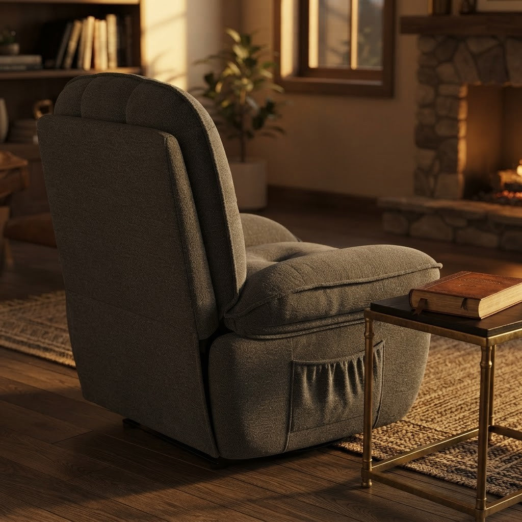 Fauteuil Relax Moderne en Chenille dans un salon avec table d'appoint